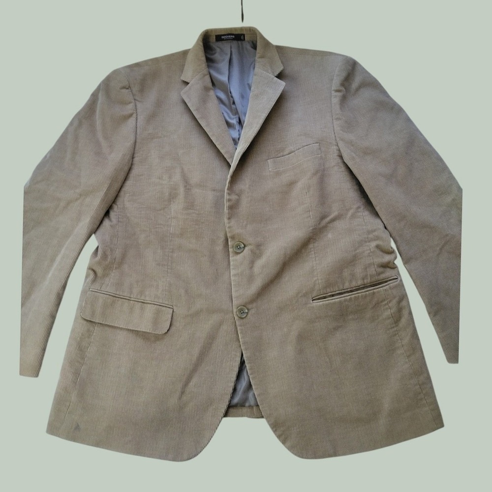 Dockers Corduroy Blazer Mens XL Tan Khaki Two Button Sport Coat Cotton Preppy
